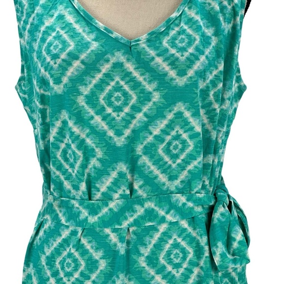 Avenue Sleeveless Tiered Diamond Print Annie Maxi Dress - Green - size 18 - Picture 2 of 12